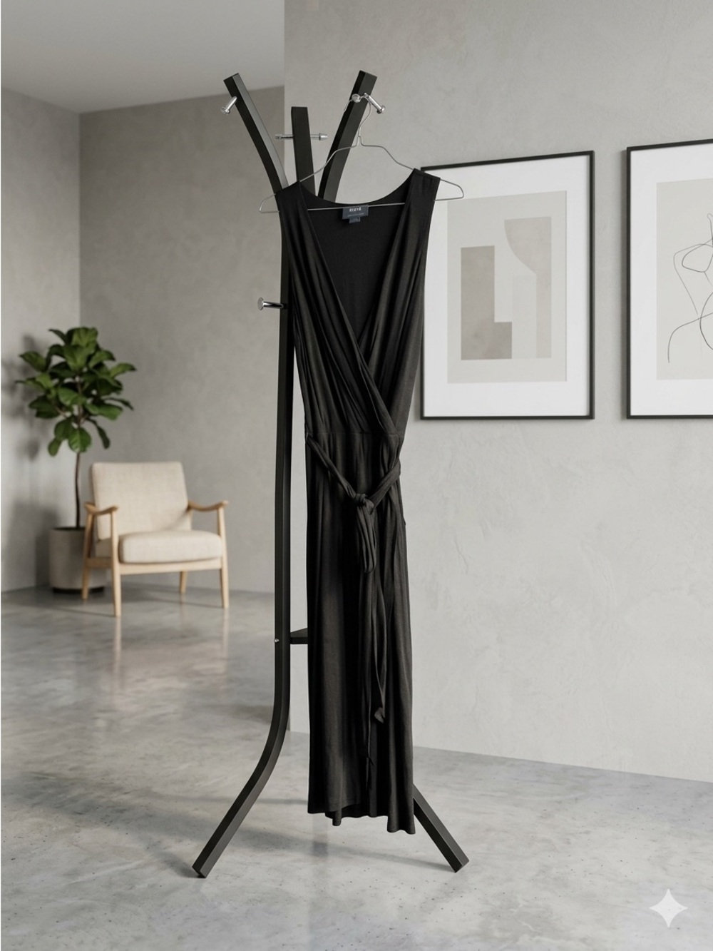 Maeve Black Draped Wrap Maxi Dress